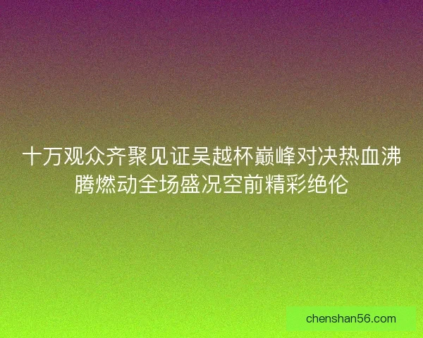 十万观众齐聚见证吴越杯巅峰对决热血沸腾燃动全场盛况空前精彩绝伦